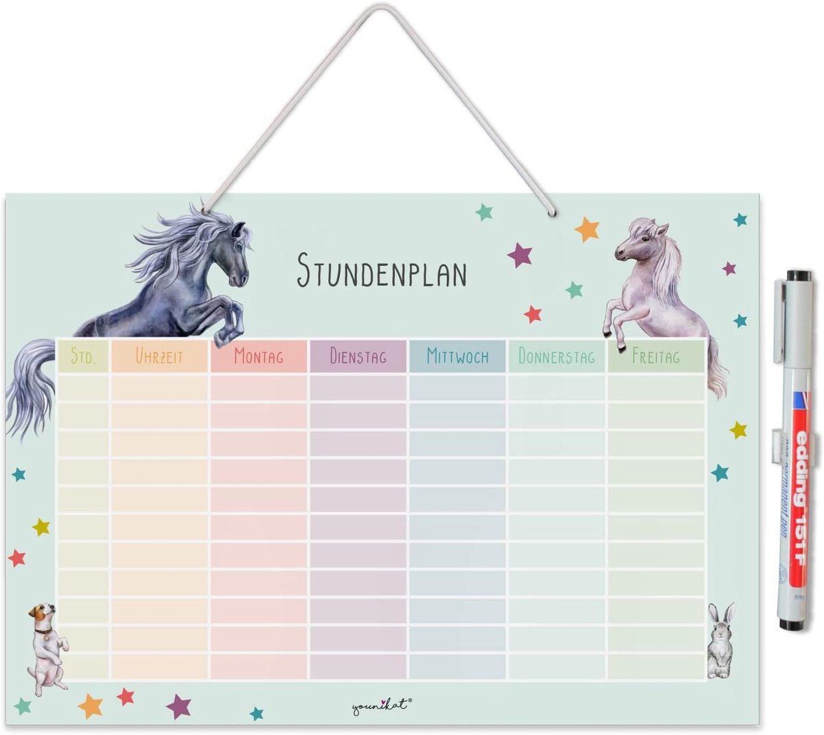 Hangplanner voor school - DIN A4 formaat - Pastel kleuren - Met penhouder en stift voor schoolorganisatie - ShopVlot