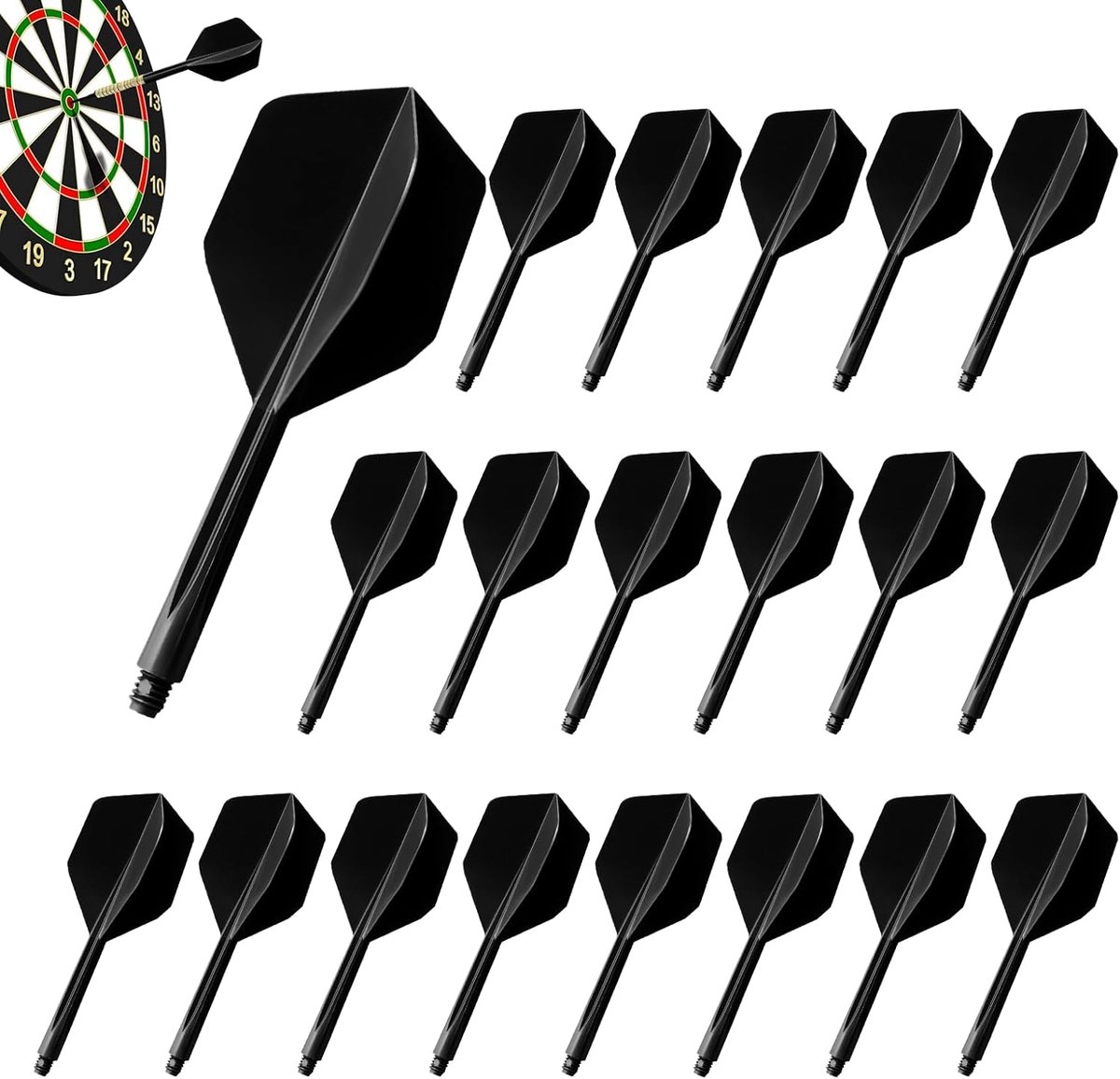 Dart flights set van 20 - zwarte kunststof dartaccessoires - duurzaam en stijlvol - voor optimale werptechniek - ShopVlot