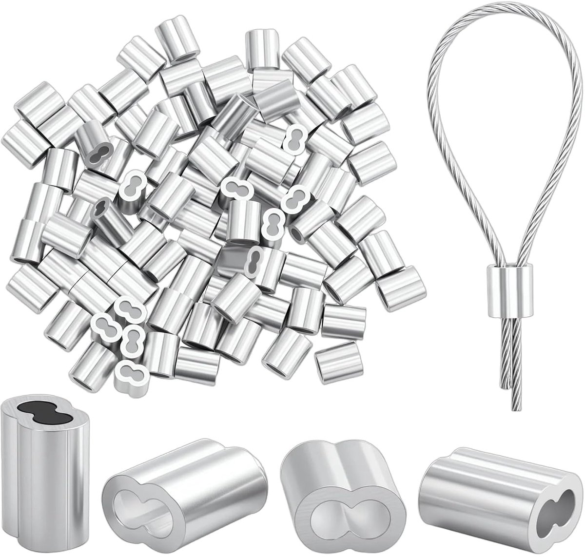 Kabelclips 2 mm - Aluminium klemmen - Dubbele sleeves - Veilige verbinding voor kabels - ShopVlot