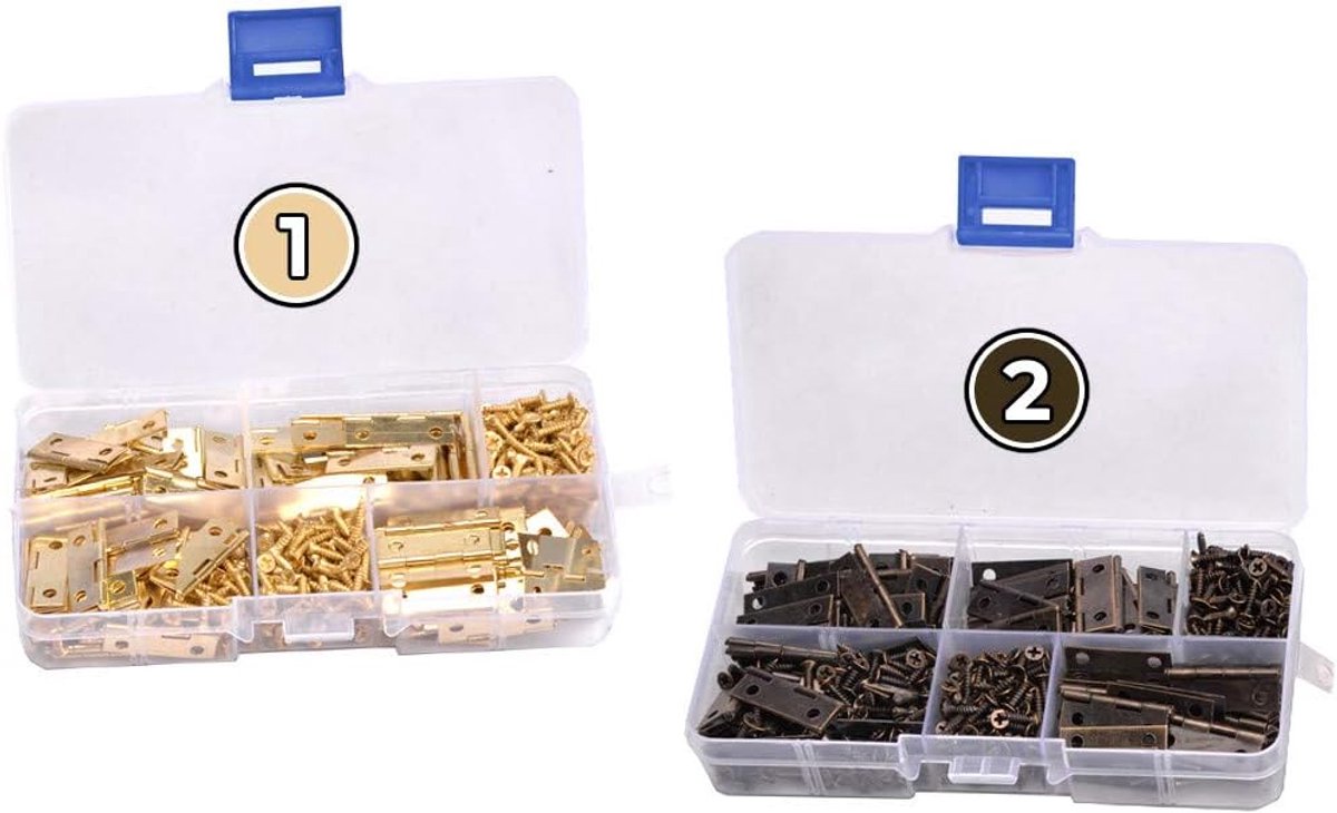 Metalen scharnieren set van 100 - goud - 24x16mm - handige opslag in plastic box - ShopVlot