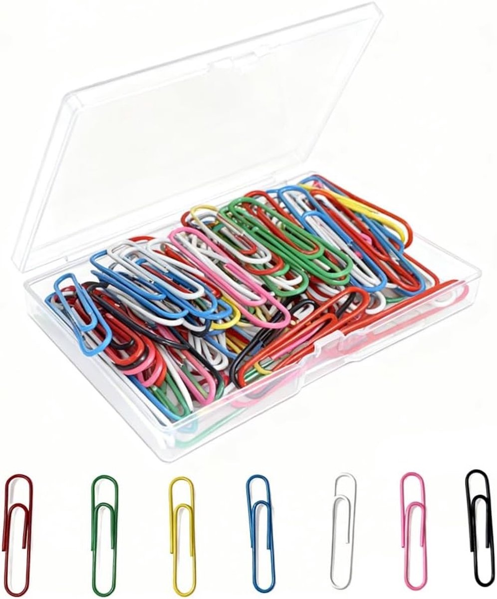 Gekleurde Paperclips - Multicolor - 50 mm - Metalen Paperclips met Opbergdoos - Voor Kantoor en Thuis