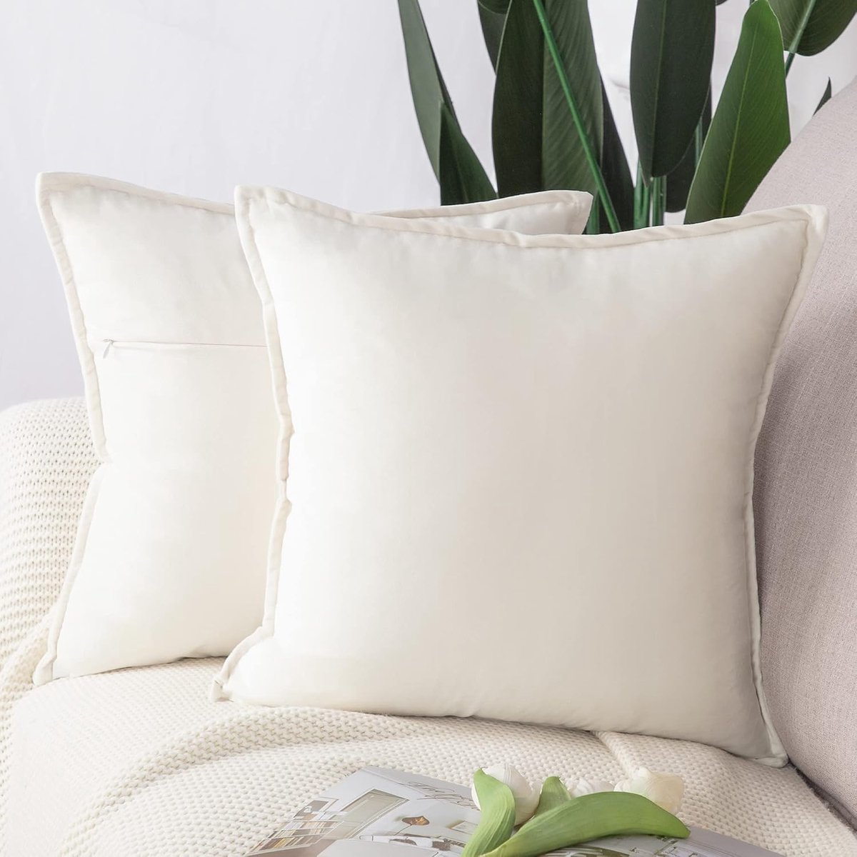 Sierkussenhoezen 45x45cm - Superzachte Velours - Luxe Franje - Perfect voor je woonkamer - ShopVlot