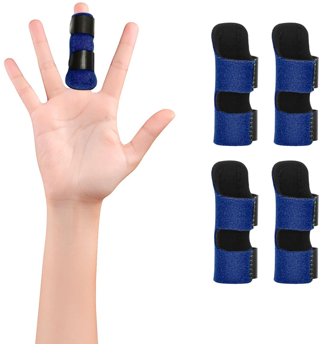 vingersplint set van 4 verstelbare herbruikbare trigger finger splint - met verwijderbare aluminium staaf - ShopVlot