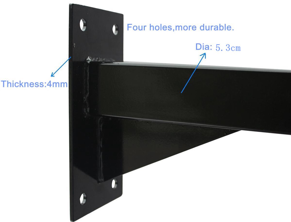 COVREO Optrekstang wandmontage 94 cm zwart, van ijzer met foam grip