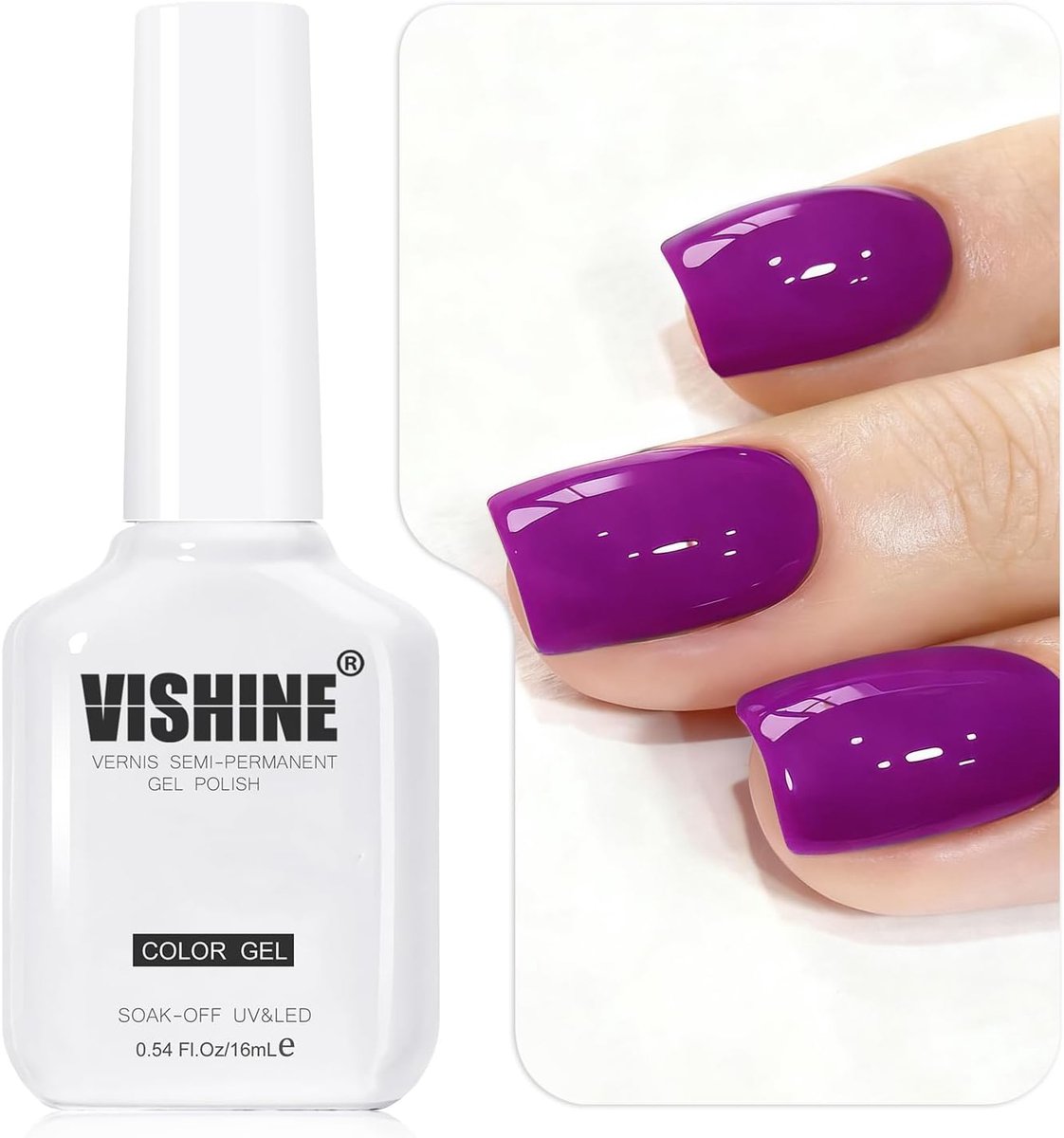Vishine UV-gelnagellak 16 ml - paars - hoogglans - lange houdbaarheid #08 - ShopVlot