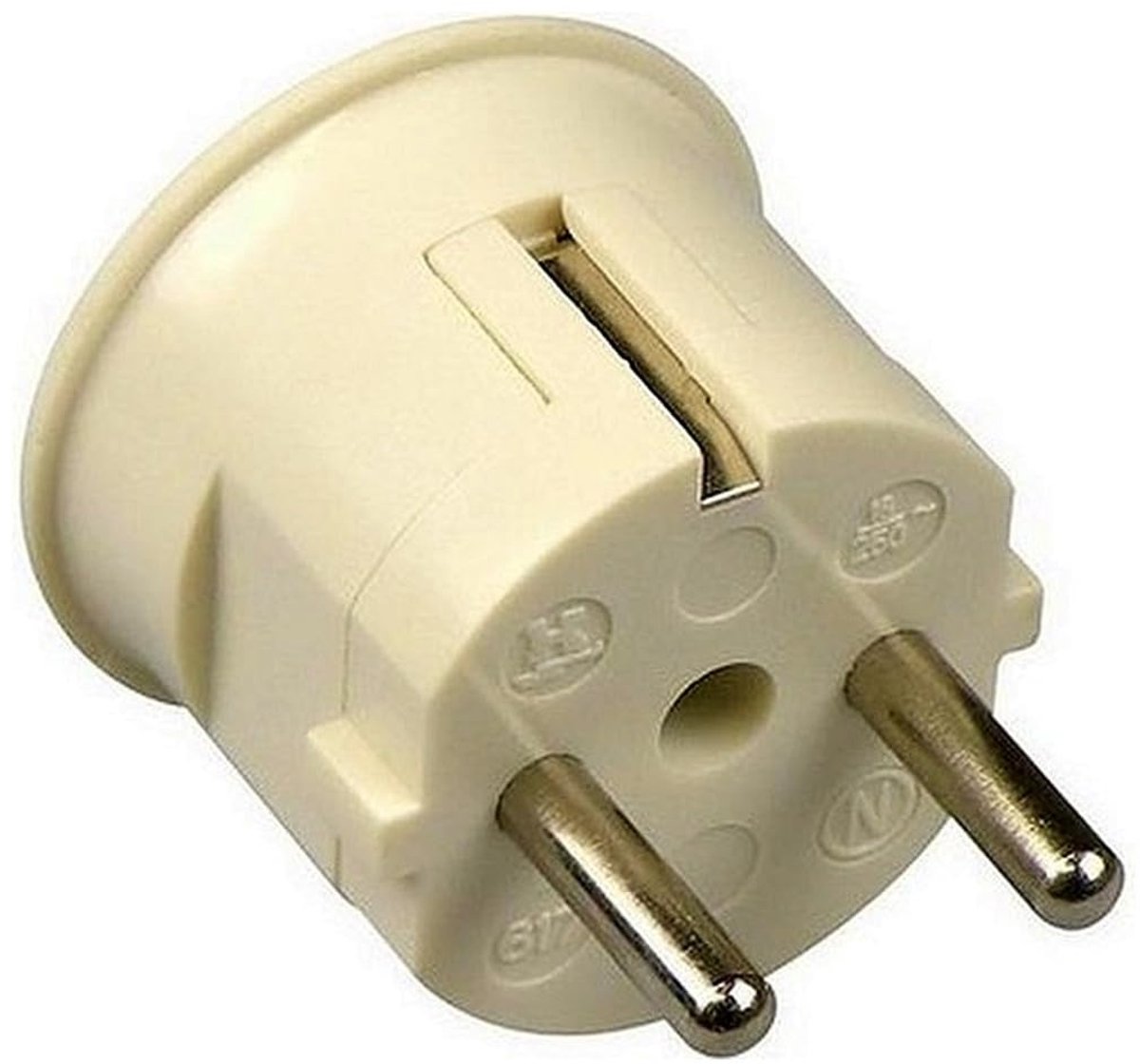 Plug schuin met aarde - Crème Wit - Voor veilige aansluiting - Geschikt voor binnengebruik - ShopVlot