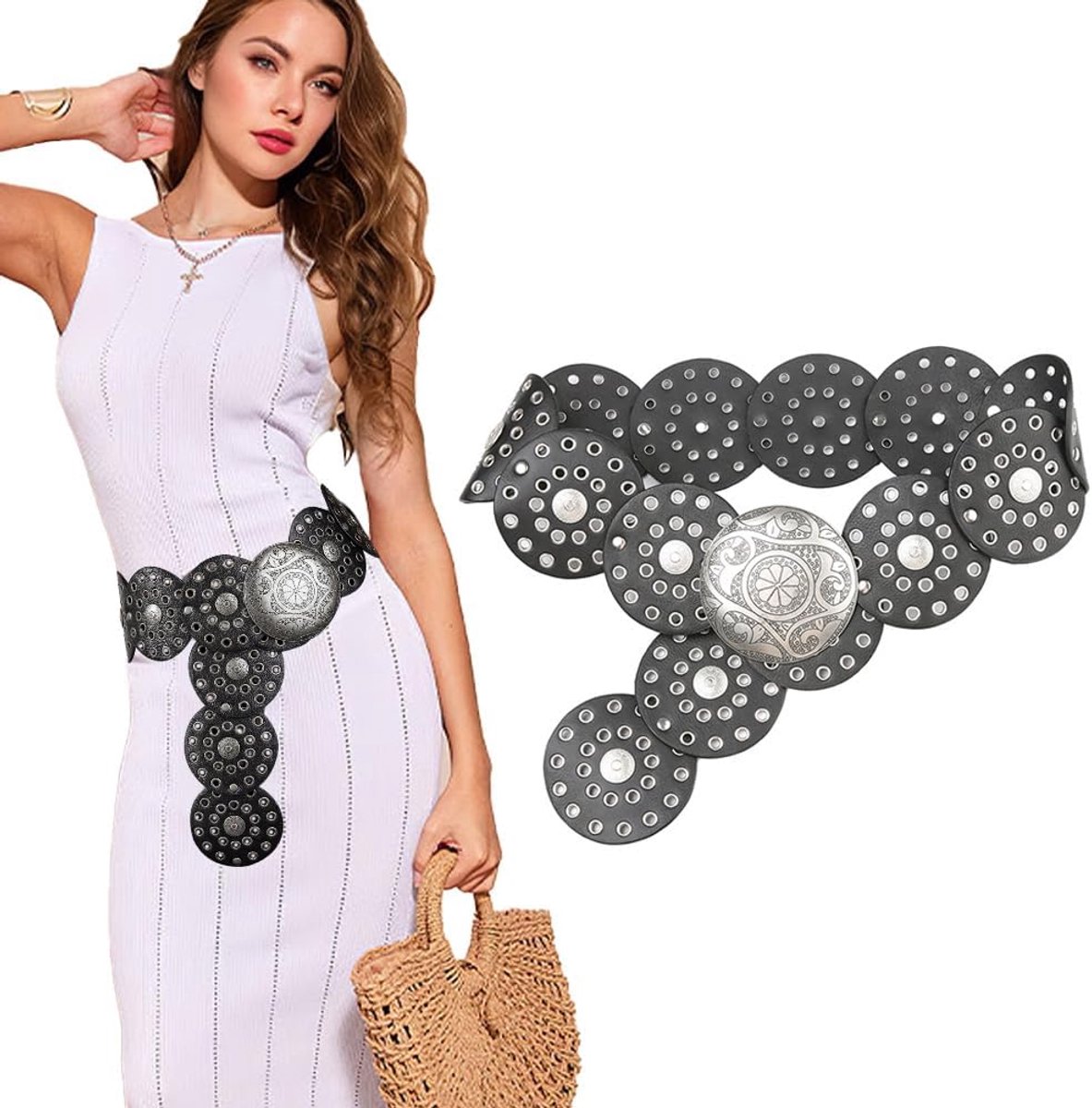 Leren riem voor vrouwen - Hoge kwaliteit vintage - Uniek western stijl ontwerp - Verstelbaar en modieus - ShopVlot