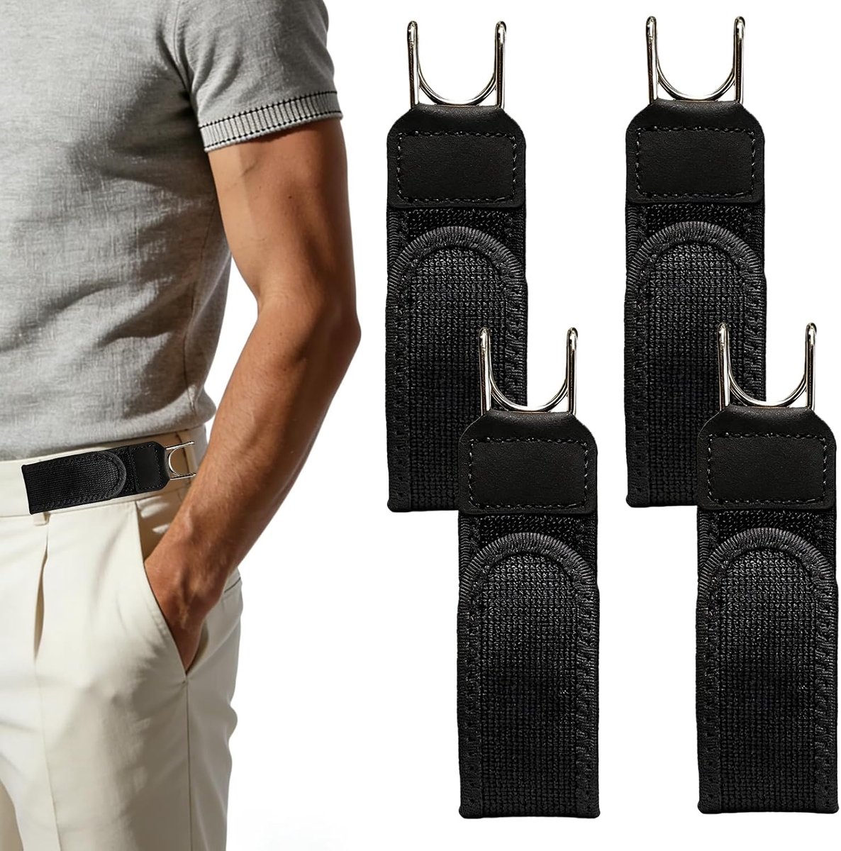 Belt zonder Gesp - Verstelbaar Elastisch - Onzichtbaar & Buckleless - Ideaal voor Dagelijks Gebruik - ShopVlot
