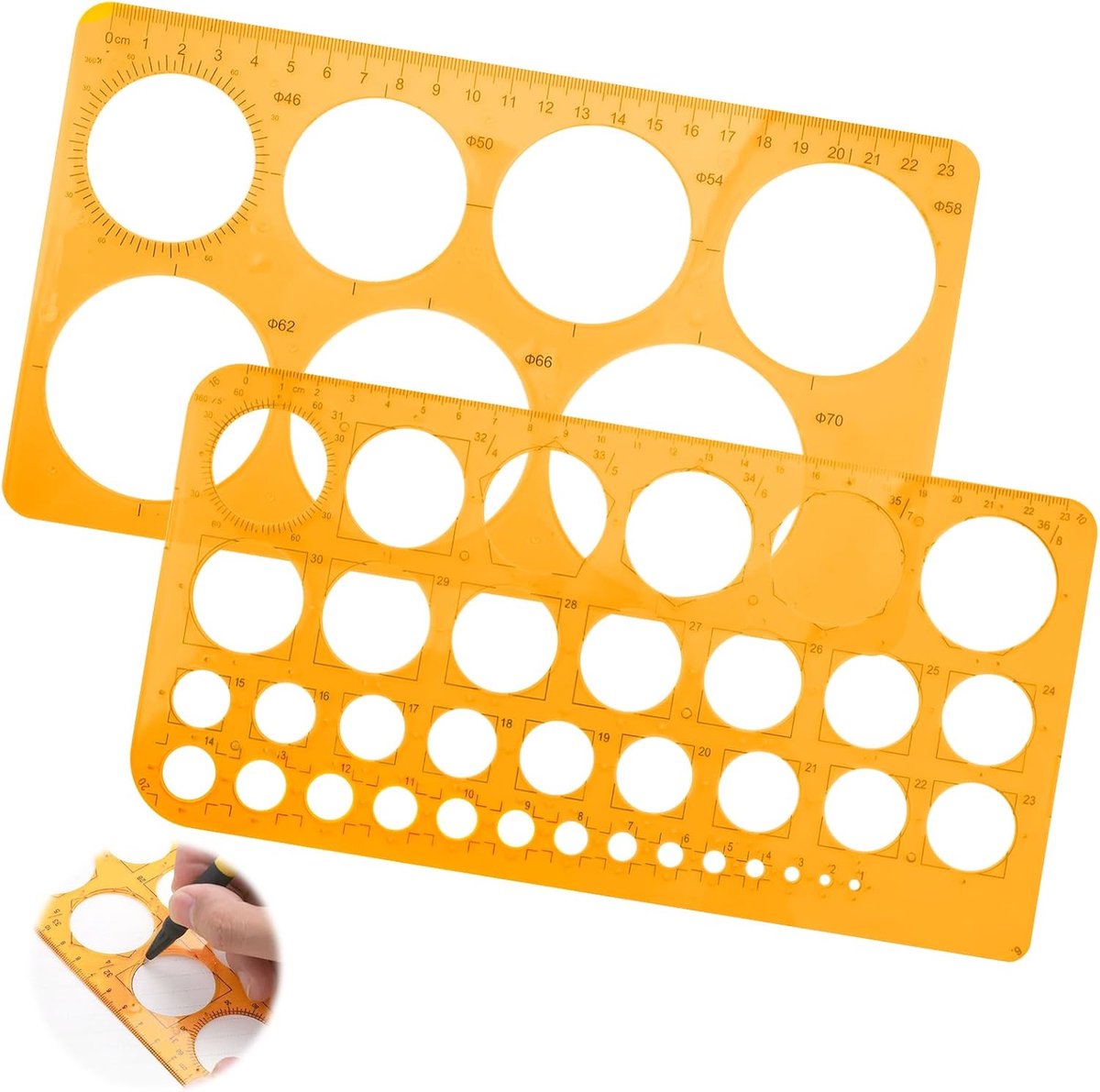 Cirkel sjablonen 2 stuks - plastic cirkelmal - 43 cirkels - ideaal voor tekenen en schilderen - ShopVlot