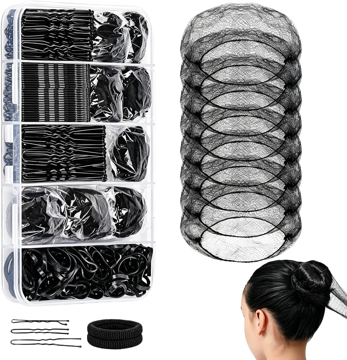 Haarspelden 260 stuks - zwarte bobby pins - sterke houdkracht - perfect voor knotten - ShopVlot