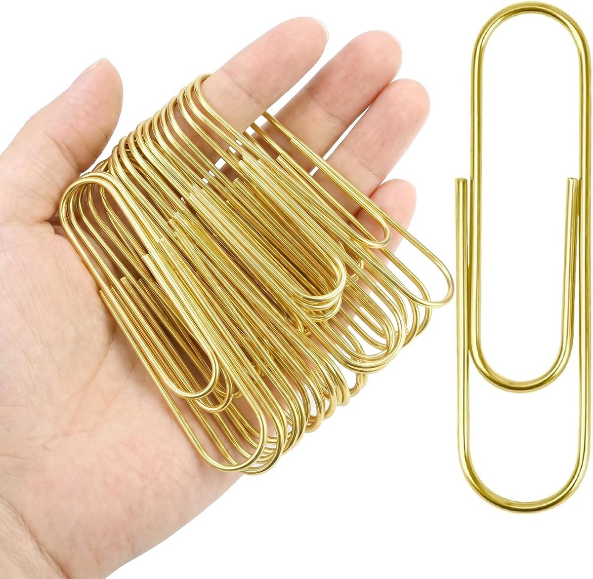 Grote Metalen Paperclips - Goud - 100 mm - Heavy-Duty Clips voor Kantoor en School