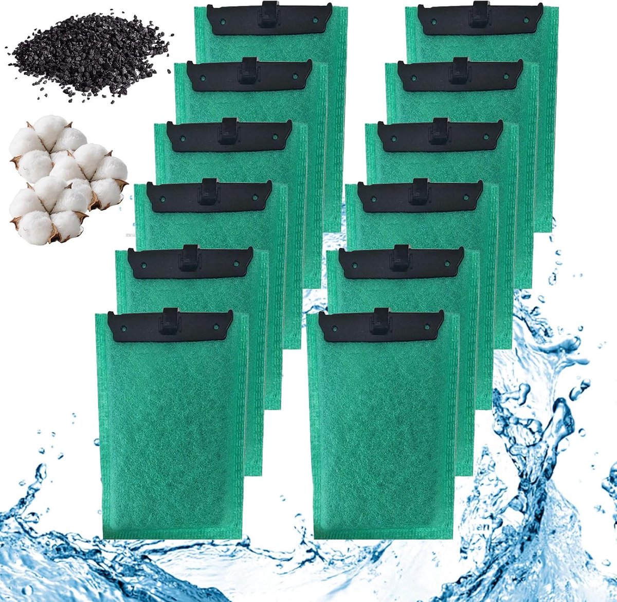 Vervangingsfilterpads 12 stuks - Actieve koolstof - Geschikt voor Tetra EasyCrystal C250/300 - ShopVlot