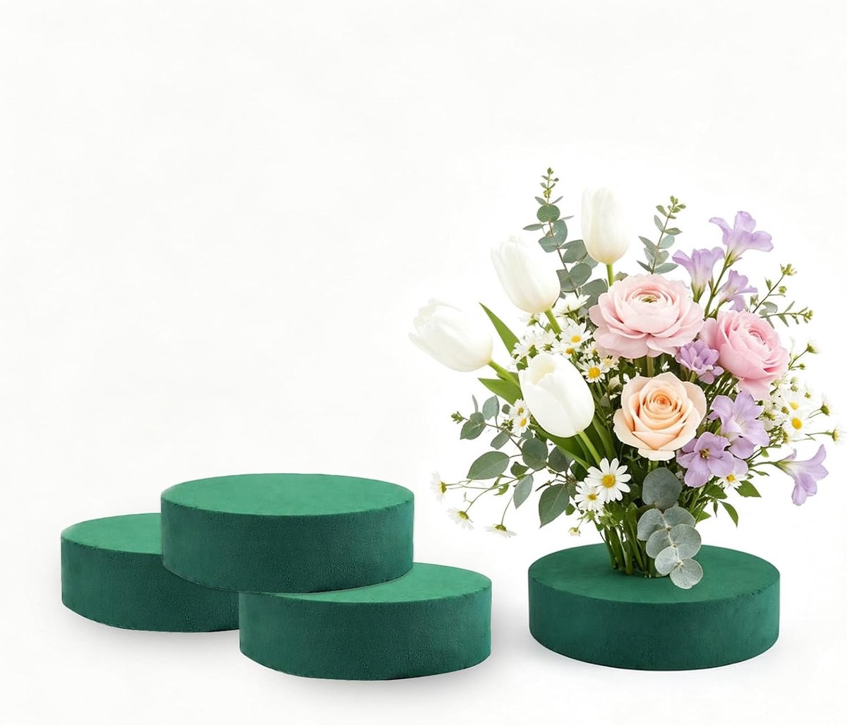 Bloemenschuim rond 20 x 4 cm - insteekschuim - sterke wateropname - ideaal voor bloemstukken - ShopVlot