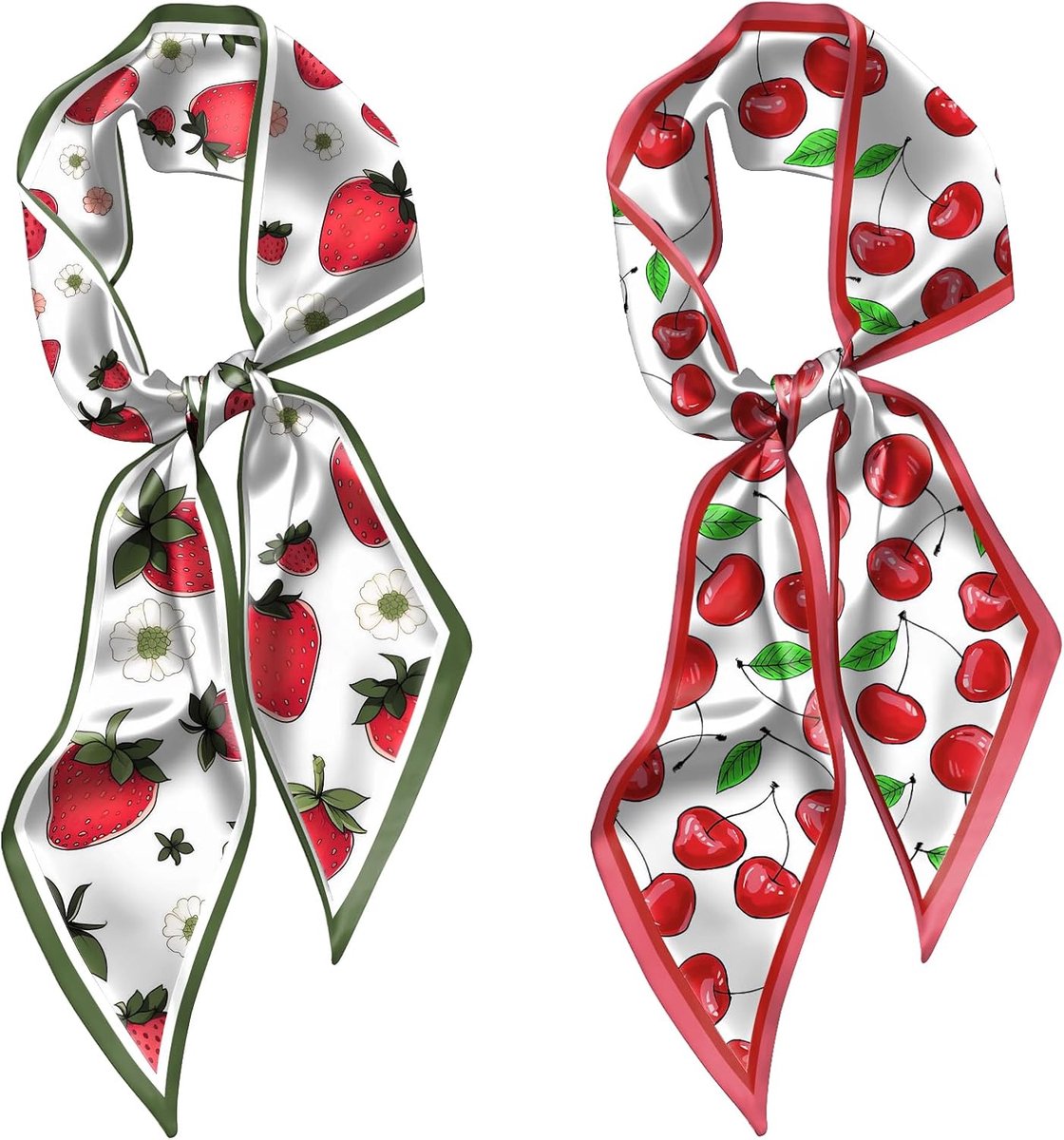 2PCS Hair Head Scarf Silk Feeling Long Satin Neck Satin Scarves for Handbag Cute Decoration Aesthetic Women 150 * 16.7 - ShopVlot