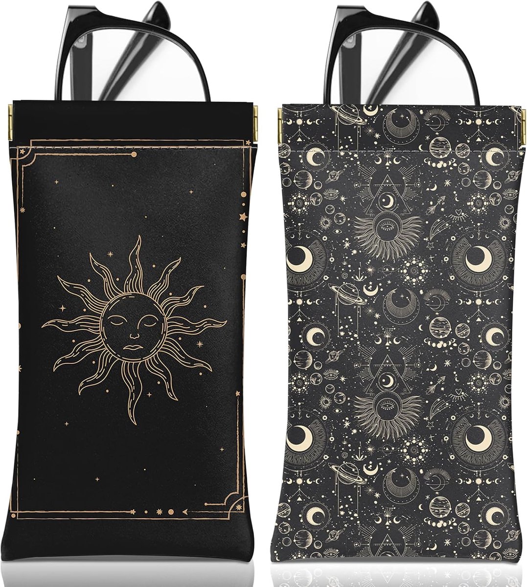 2PCS Glasses Eyeglass Sunglasses Case Pouch Soft PU Leather Cute Aesthetic With Cleaning Cloth for Unisex Women Girls - ShopVlot