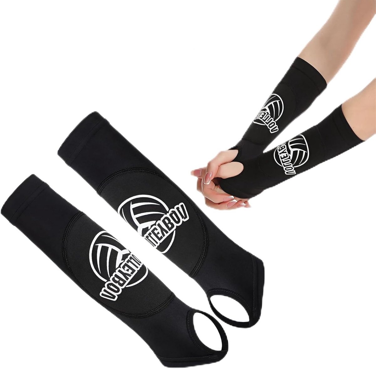 Volleybalarm sleeve met bekleding, 1 paar onderarmbescherming met duimgat, sportarmwarmers tegen botsingen voor dames - ShopVlot