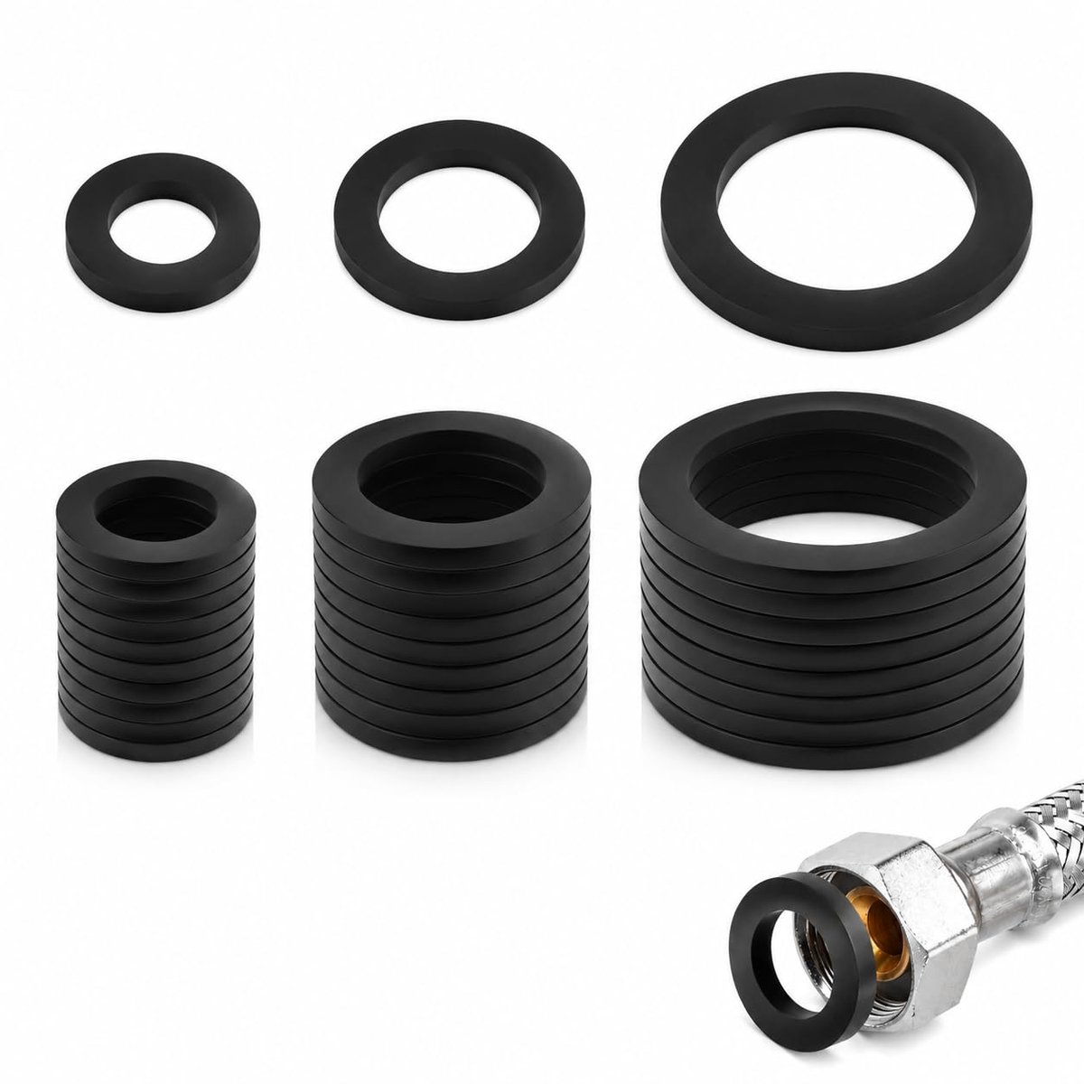 30 stuks afdichtingen voor rubberen slangen, O-afdichtingen, 3 maten, 1/2 inch, 3/4 inch, 1 inch, lekvrij, rubberen - ShopVlot