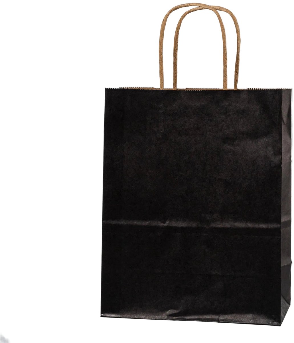 Papieren Draagtas - 60 Stuks -Zwart- 26x32x12cm - Papieren Tasjes - Kraft Tas - Tassen - Cadeau Tas - Hoogwaardig Kraft Papier - Eco-vriendelijk - Ideaal voor Geschenken - Lasentopack