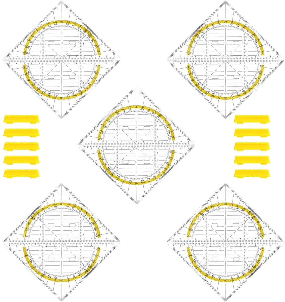 SnelShoppen - Winkelmesser-Set 10 Stuks, Kleine Dreieckslinealen voor School, Geometrie, Meetinstrumenten, Ergonomisch Grip, Duurzaam Kunststof, Perfe