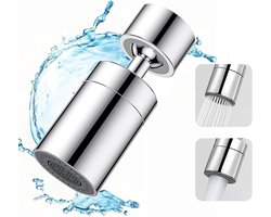 SnelShoppen - Water Tap Aerator 360° Rotatable, 2 Modi voor Keuken & Badkamer, M22 Draad, Hoogwaardige Koper, Zilver, Bespaar Water & Verhoog Comfort