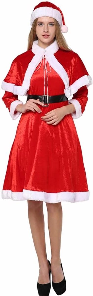 EraSpooky Women's Sweet Miss Santa Claus Outfit Adult Christmas Costume - ShopVlot