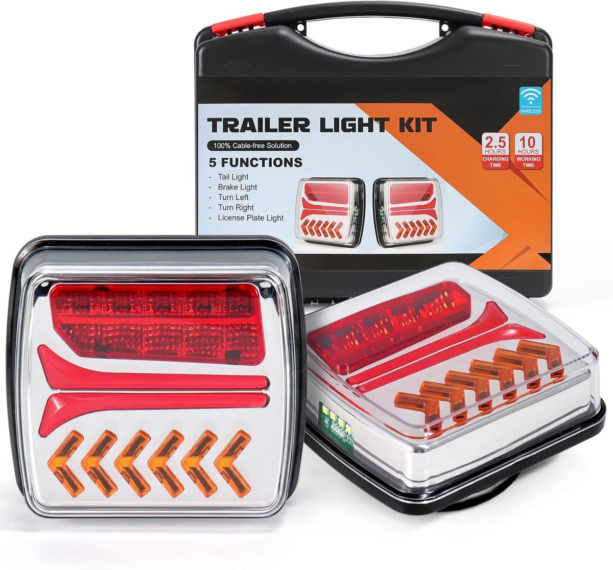 Wireless Trailer Tail Lights Set with 4 Functions Magnetic Base IP67 Rear Light LED with 7-Pin Plug 12V for Trailer - ShopVlot