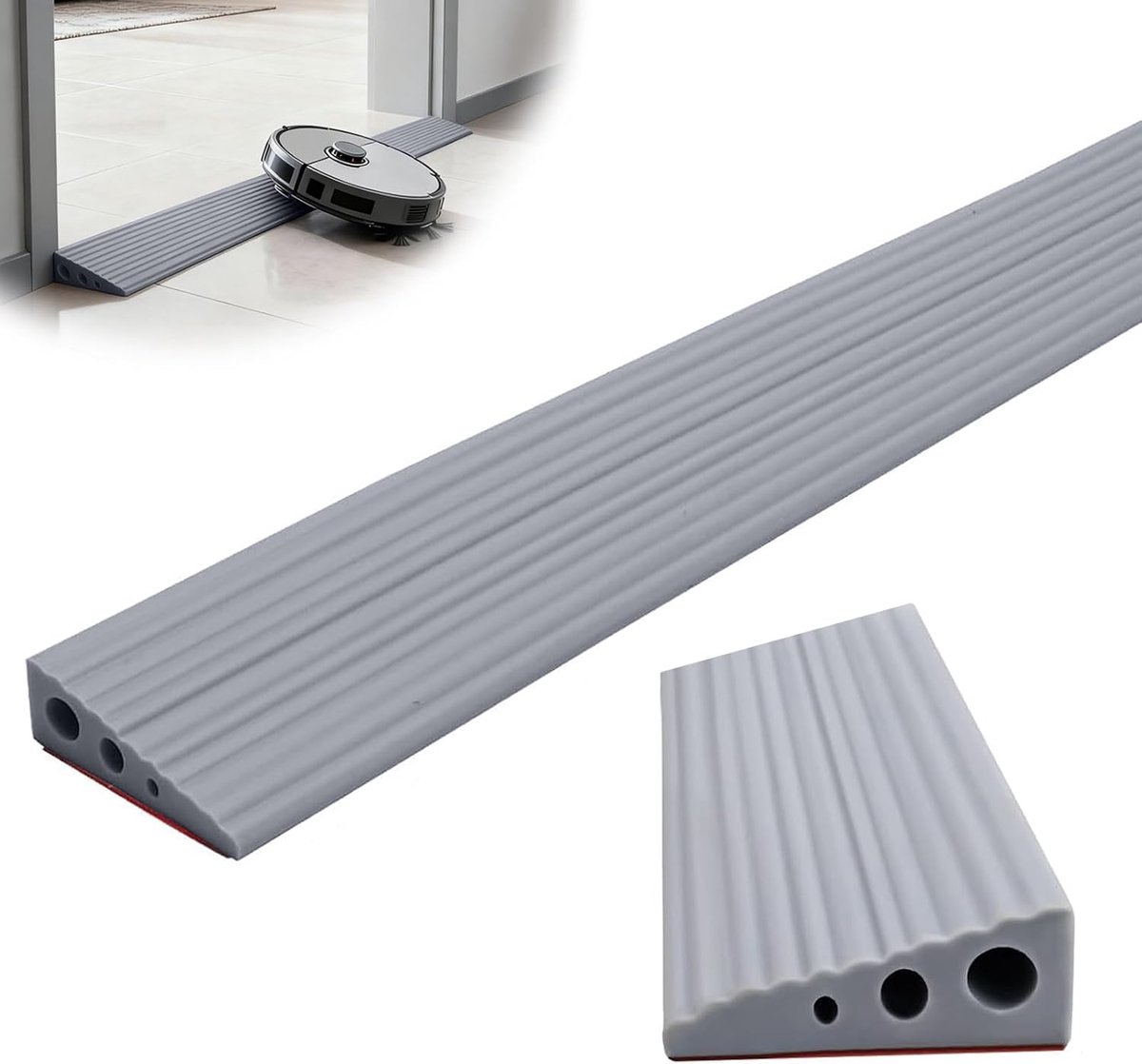 Door Threshold Slope 100 x 6.5 x 2.5 cm, Intermediate Profile, Self-Adhesive Silicone Threshold Slope, Rubber Ramp - ShopVlot