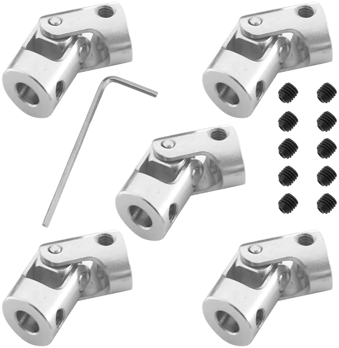 5 stuks universele askoppeling, draaibaar, 6 mm tot 6 mm, metalen askoppeling, motoraansluiting, universeel gewricht - ShopVlot