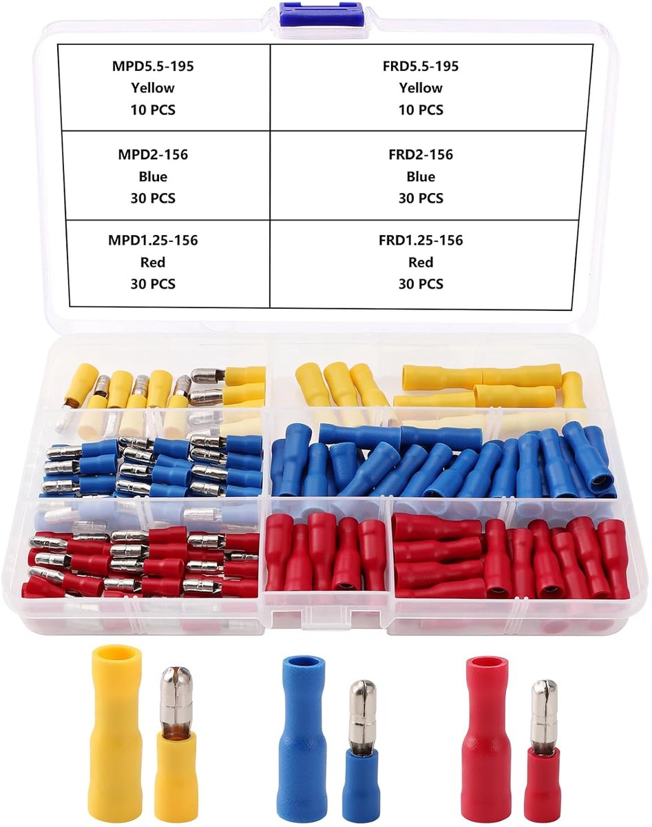 140 Pieces Set Bulletproof Crimp Connectors, Insulated Bullet Wire Connectors, Electrical Crimp Connectors, 22-10 AWG - ShopVlot