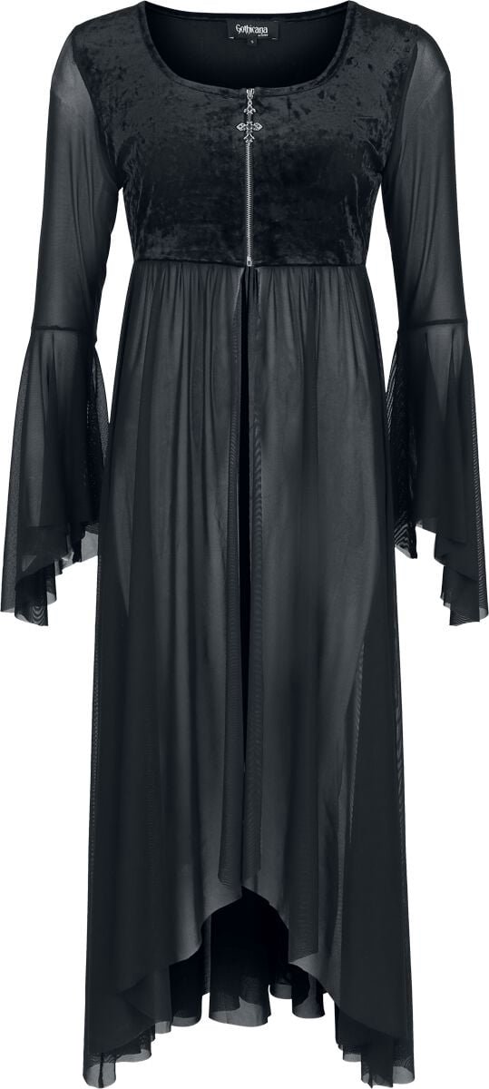 Gothicana zwart vest met borduursel en metalen accessoire - Dames - XL