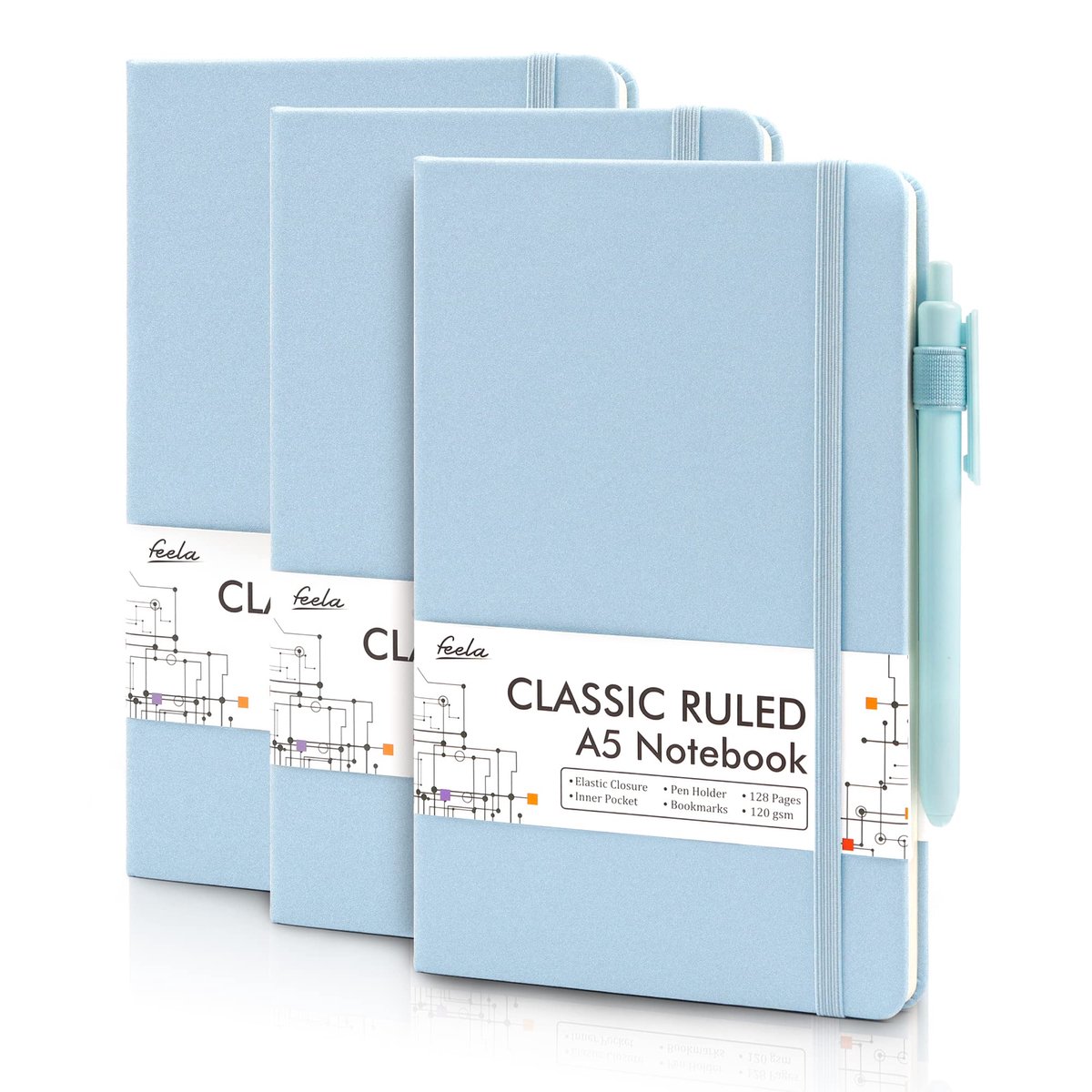 Notitieblokken A5 multipack - gelinieerd papier - harde kaft - perfect voor studie en werk - ShopVlot