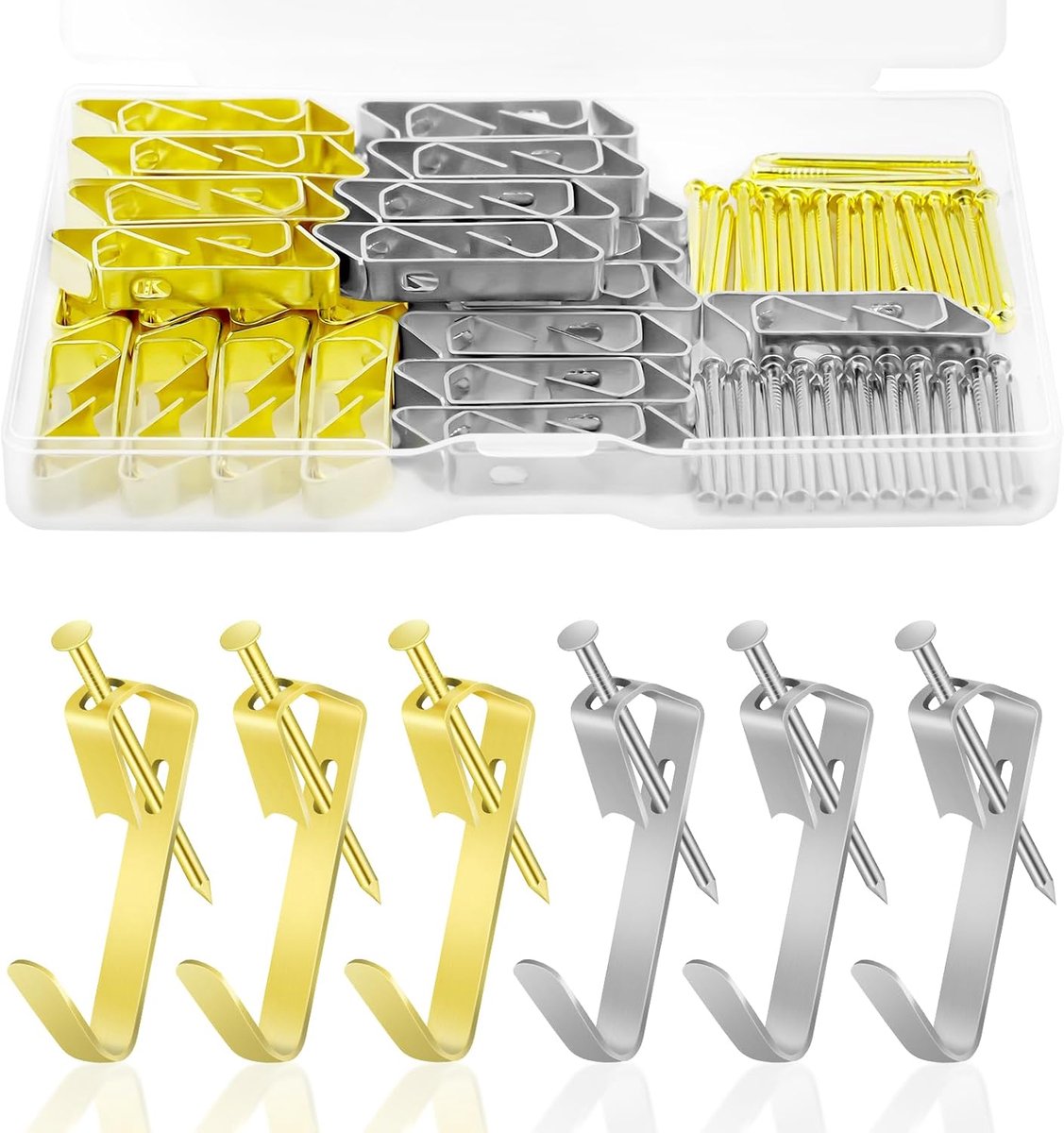 Foto haken 100 stuks - zware kwaliteit - goud en zilver - ideaal voor schilderijen en decoratie - ShopVlot