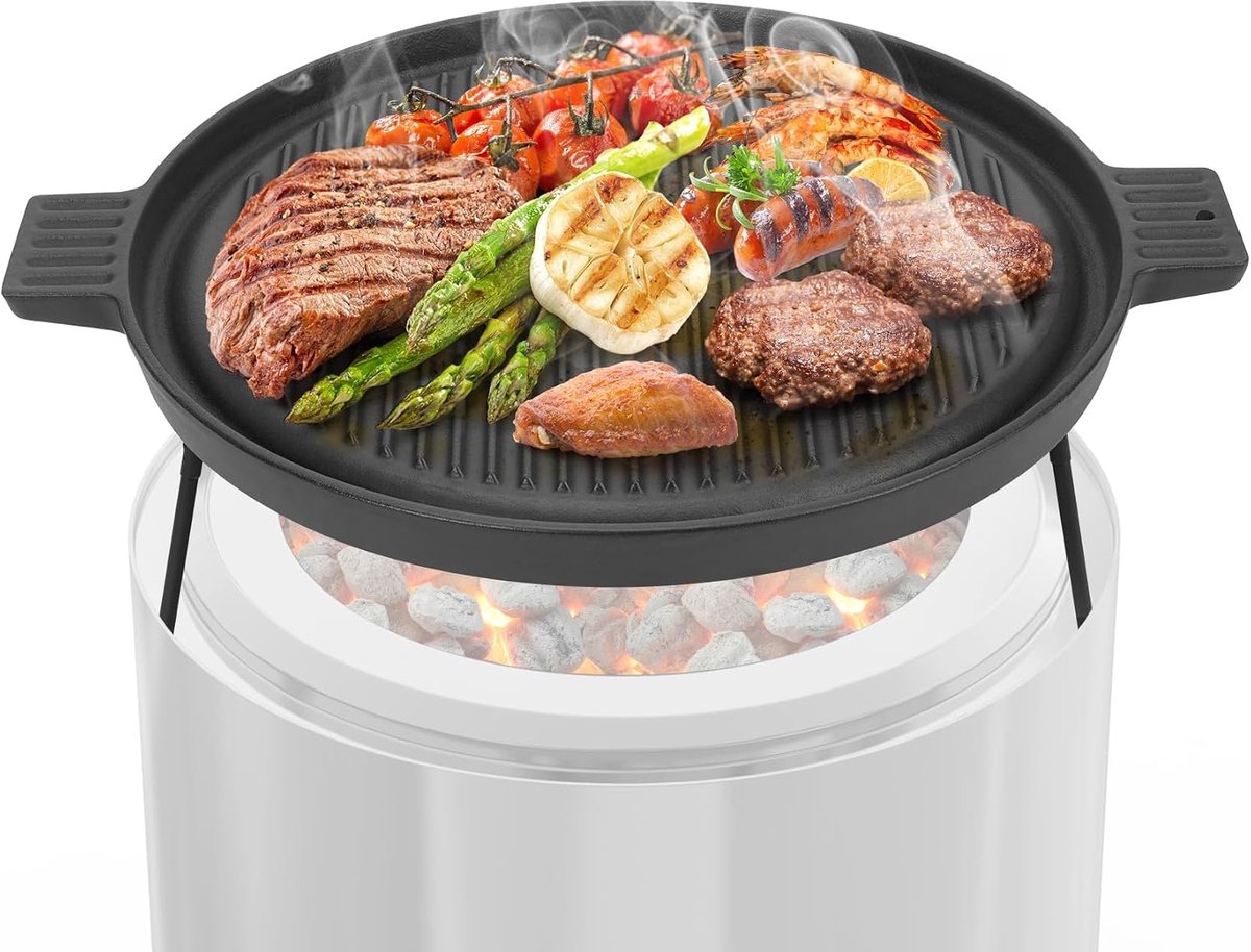 Gietijzeren grillplaat 35,5 cm - met afneembare poten - voor Solo Stove Ranger - ideaal voor grillen - ShopVlot