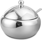 roestvrijstalen suikerpot, voor specerijen, met deksel en lepel voor zout, suiker, koffie, thee, kruiden m