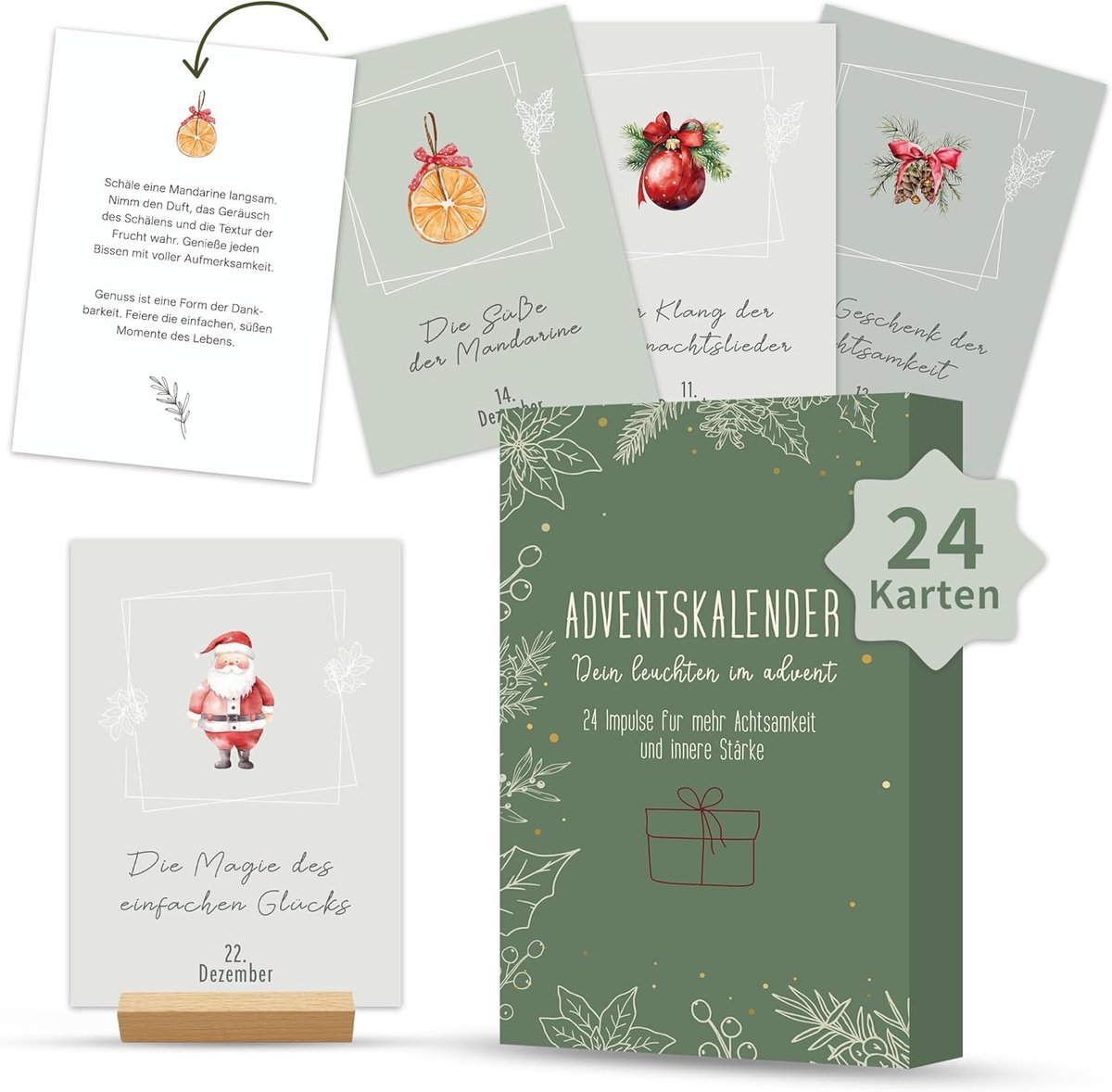 Mindfulness Adventskalender 2025 - 24 Affirmatiekaarten voor Volwassenen - Kerstkalender met Motivatie - ShopVlot