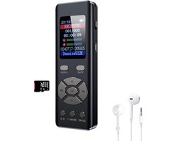 Digitale Spraakrecorder 64G | Mini Dictafoon met MP3-speler | Draagbare Recorder voor Vergaderingen, Interviews en Lezingen