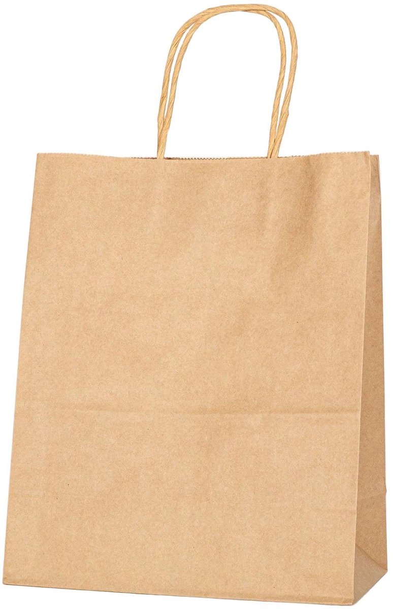 Papieren Draagtas - 60 Stuks -Light brown- 22x27x11cm - Papieren Tasjes - Kraft Tas - Tassen - Cadeau Tas - Hoogwaardig Kraft Papier - Eco-vriendelijk - Ideaal voor Geschenken - Lasentopack