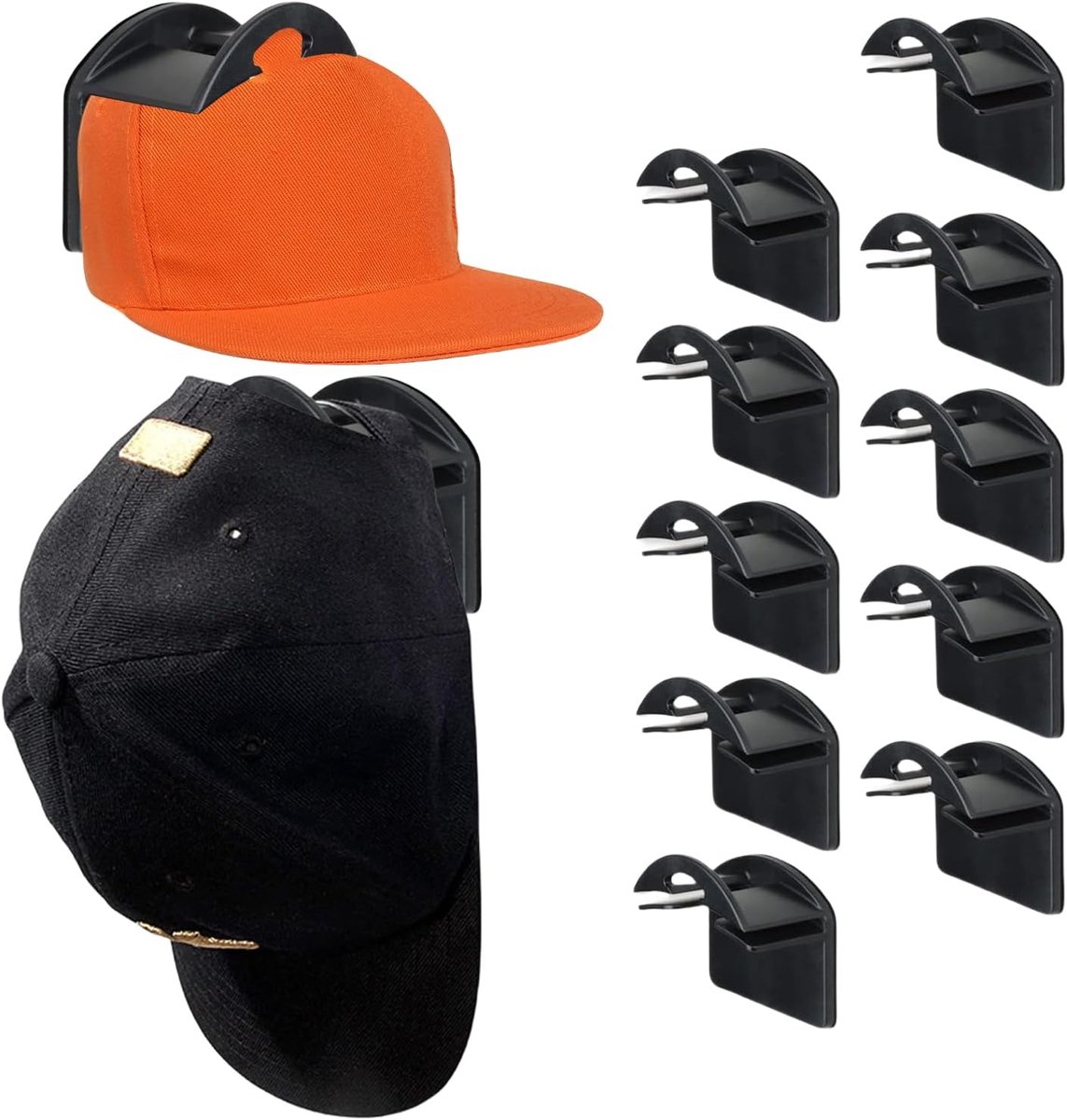 Hoedhaken voor Wand - 10 Stuks Zwarte Plastic - Sterk en Duurzaam - Organiseer Je Hoeden - ShopVlot