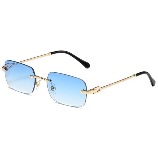 Rimless sunglasses, vintage small narrow clear glasses, vintage rectangular sunglasses, unisex. van Kweey — afbeelding 3