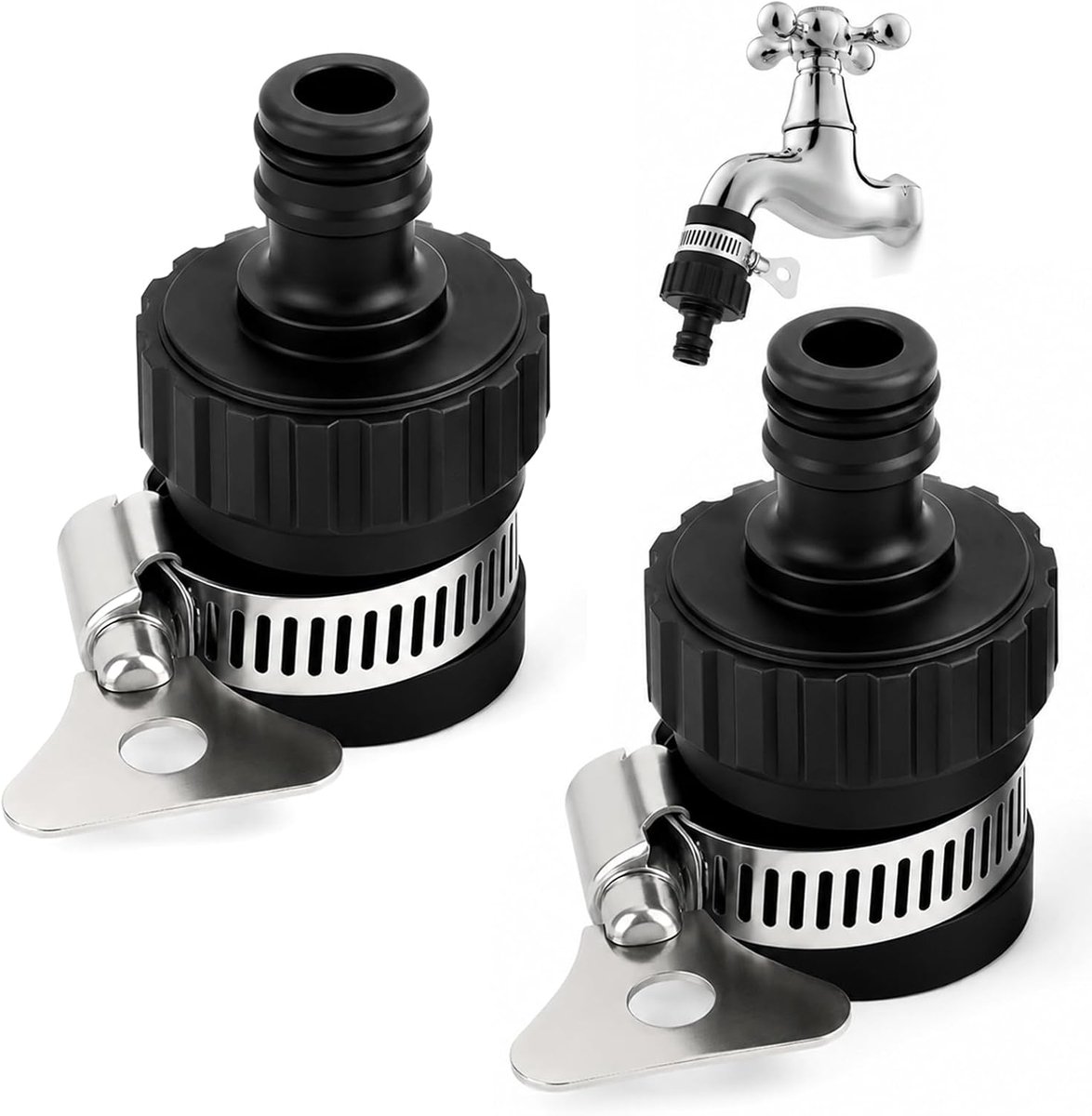 Slangaansluiting kraan 2 stuks - universeel - waterdicht - voor tuin en camping - ShopVlot