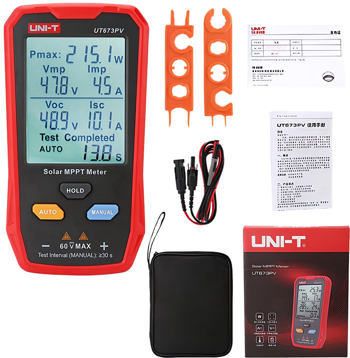 SnelShoppen - Zonnepaneel Tester 800W - Zonne-Energie Meetapparaat met LCD-Scherm - Fotovoltaïsche Vermogensmeter - MPPT Tester voor Zonnepanelen - Ge