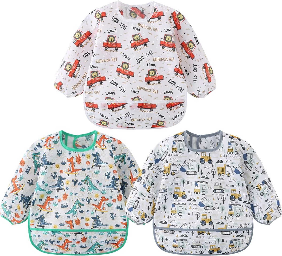 Baby schort lange mouwen - waterdicht - 5-30 maanden - beschermt kleding - ideaal voor eten - ShopVlot