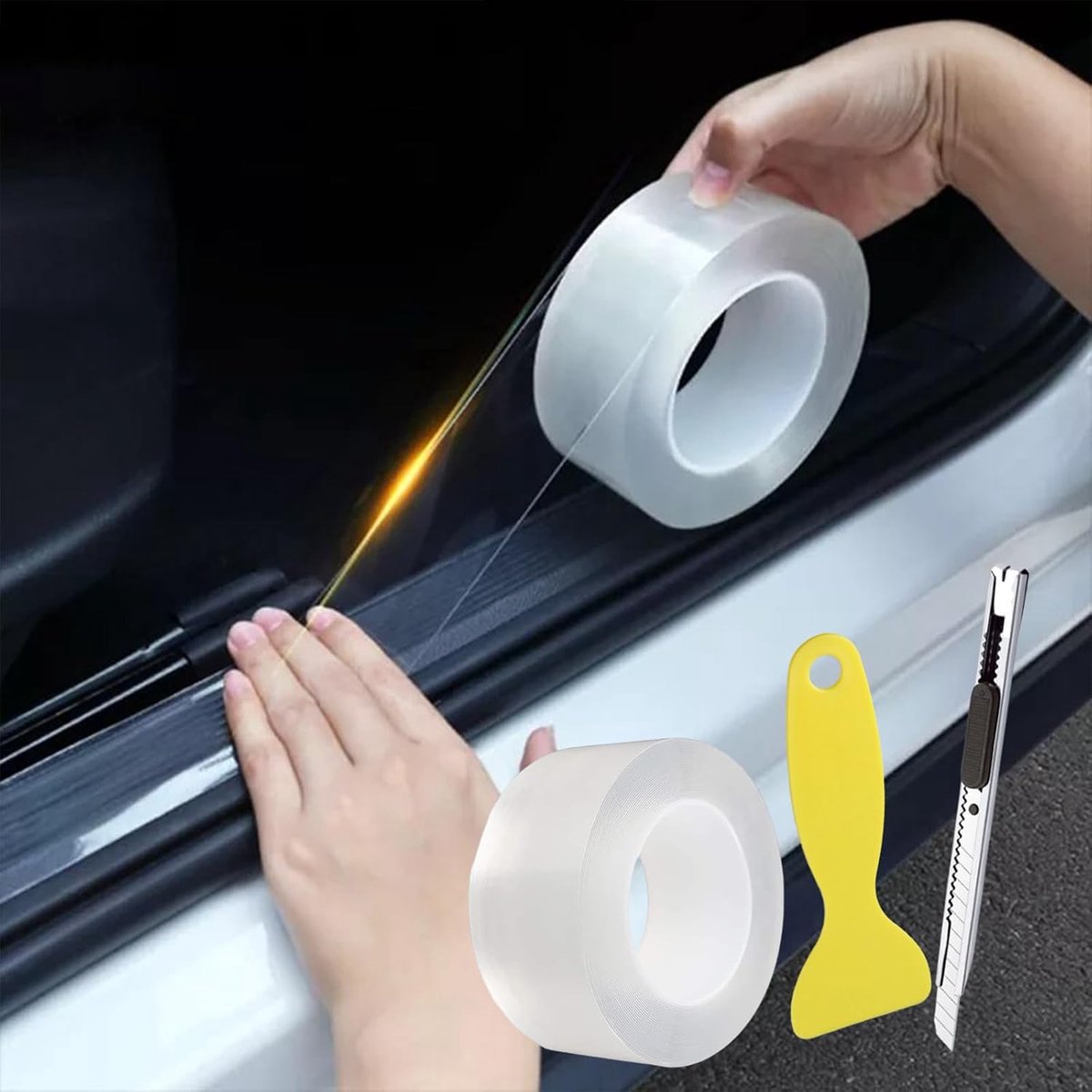 Lakbeschermingsfolie 7 cm x 10 m - transparant - zelfklevend - bescherming voor auto - ShopVlot