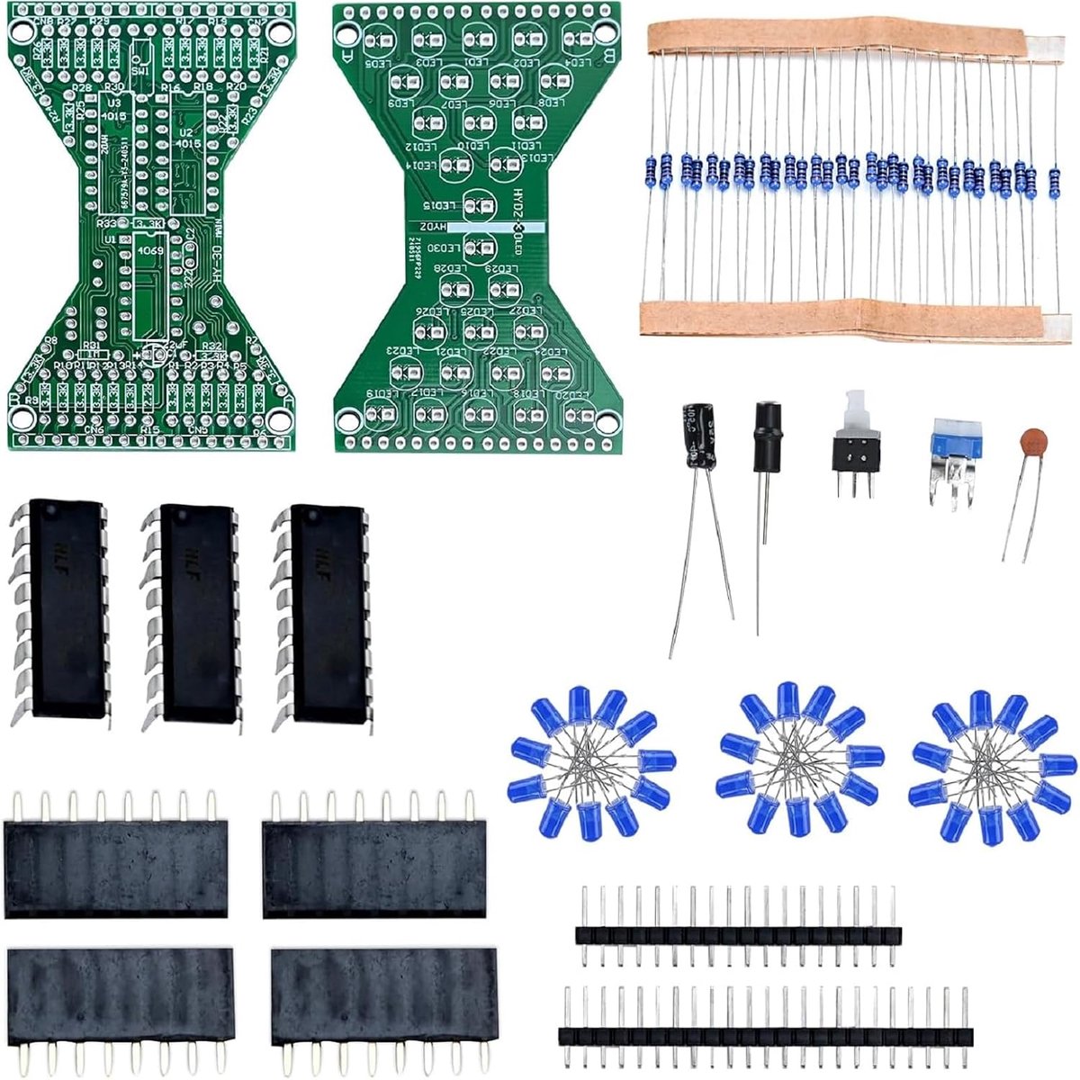 LED zandloper soldeerboard set - blauw - voor beginners - leer de basis van elektronica - ShopVlot