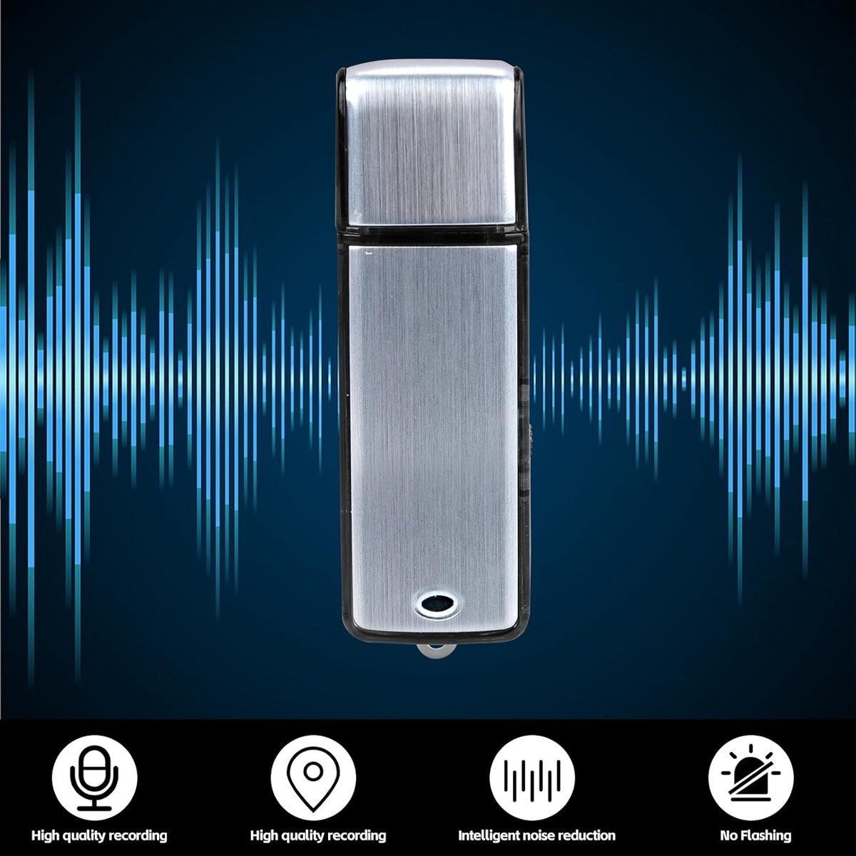 Mini voice recorder 16 GB - metalen behuizing - spraakactivering - ideaal voor college en vergadering - ShopVlot