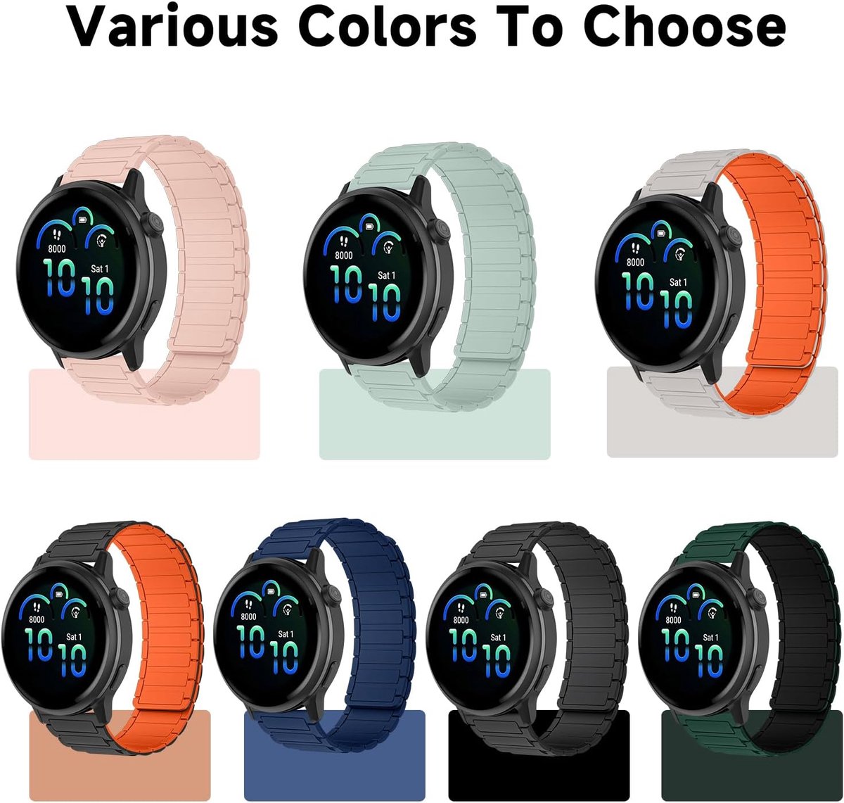 Horloge band 20mm 22mm - magnetisch siliconen - flexibel en comfortabel - voor elke gelegenheid - ShopVlot