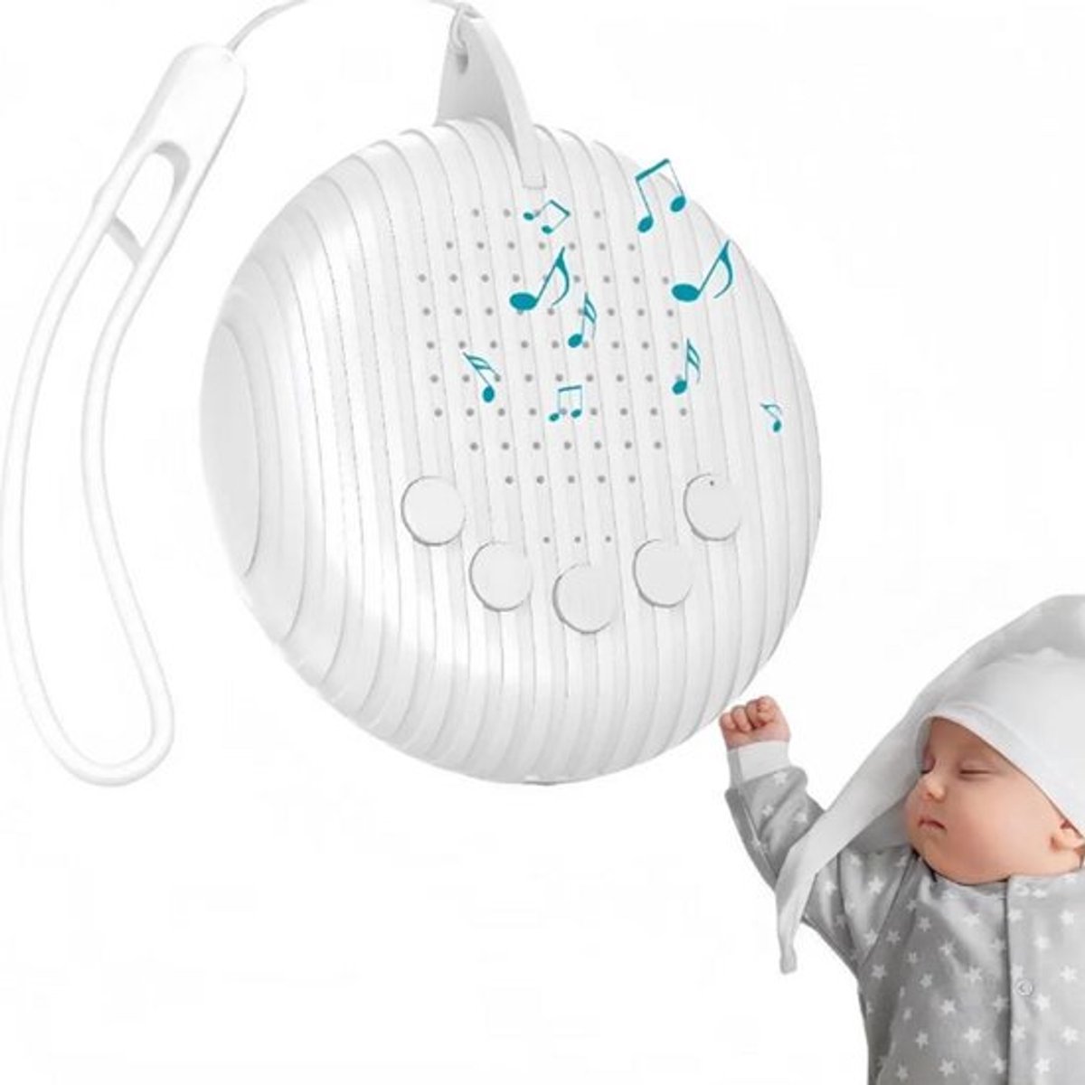 Draagbaar slaaphulpmiddel voor baby's, slaaphulpmiddel met witte ruis, geschikt voor baby's en volwassenen, 10 rustgevende slaapverwekkende geluiden.