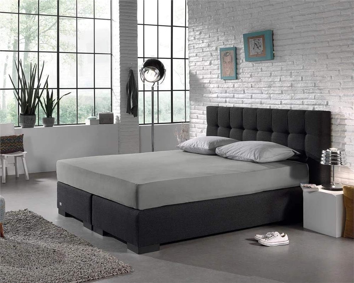 Fitted sheet grijs - Jersey - Strijkvrij - Ideaal voor een comfortabele nachtrust - ShopVlot