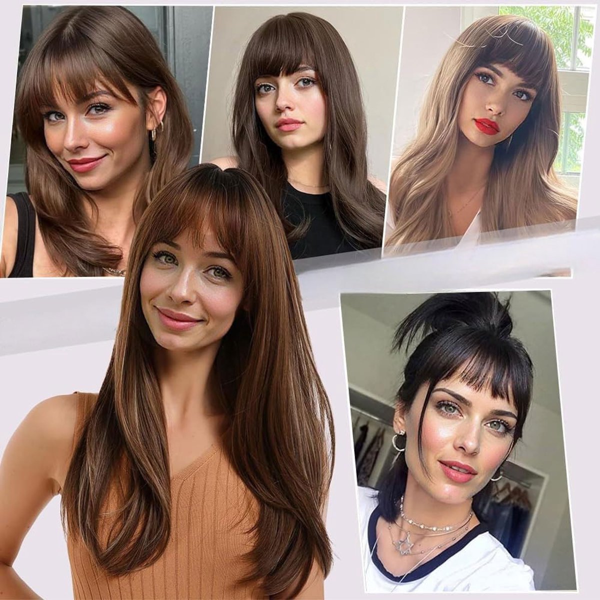 Haarjuweel Bangs Clip Haar Extensions - Lichtbruin - Echte haren - Elegante dagelijkse look - ShopVlot