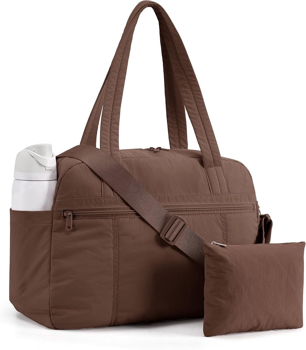 Lichte Reistas - Koffiebruin - 42 x 19 x 30 cm - Minimalistische Sporttas met Toilettas - Voor Fitness en Reis